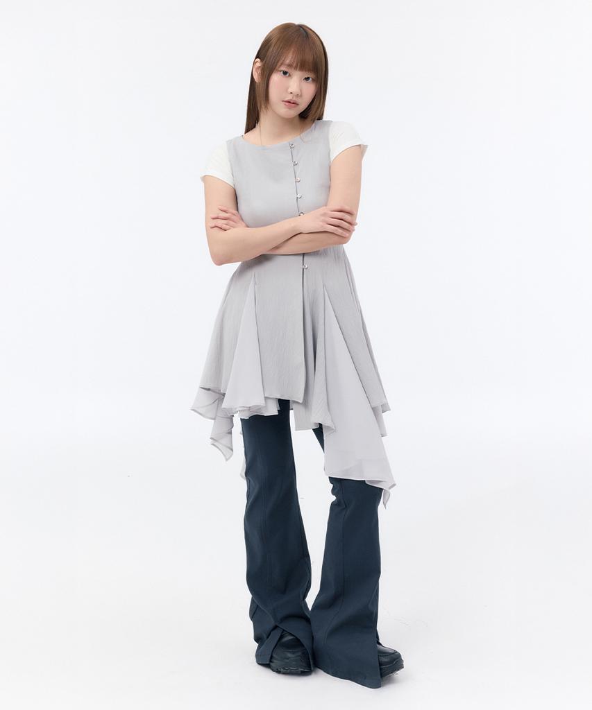 Miseki Seoul Unbalanced Flow One Piece Gray