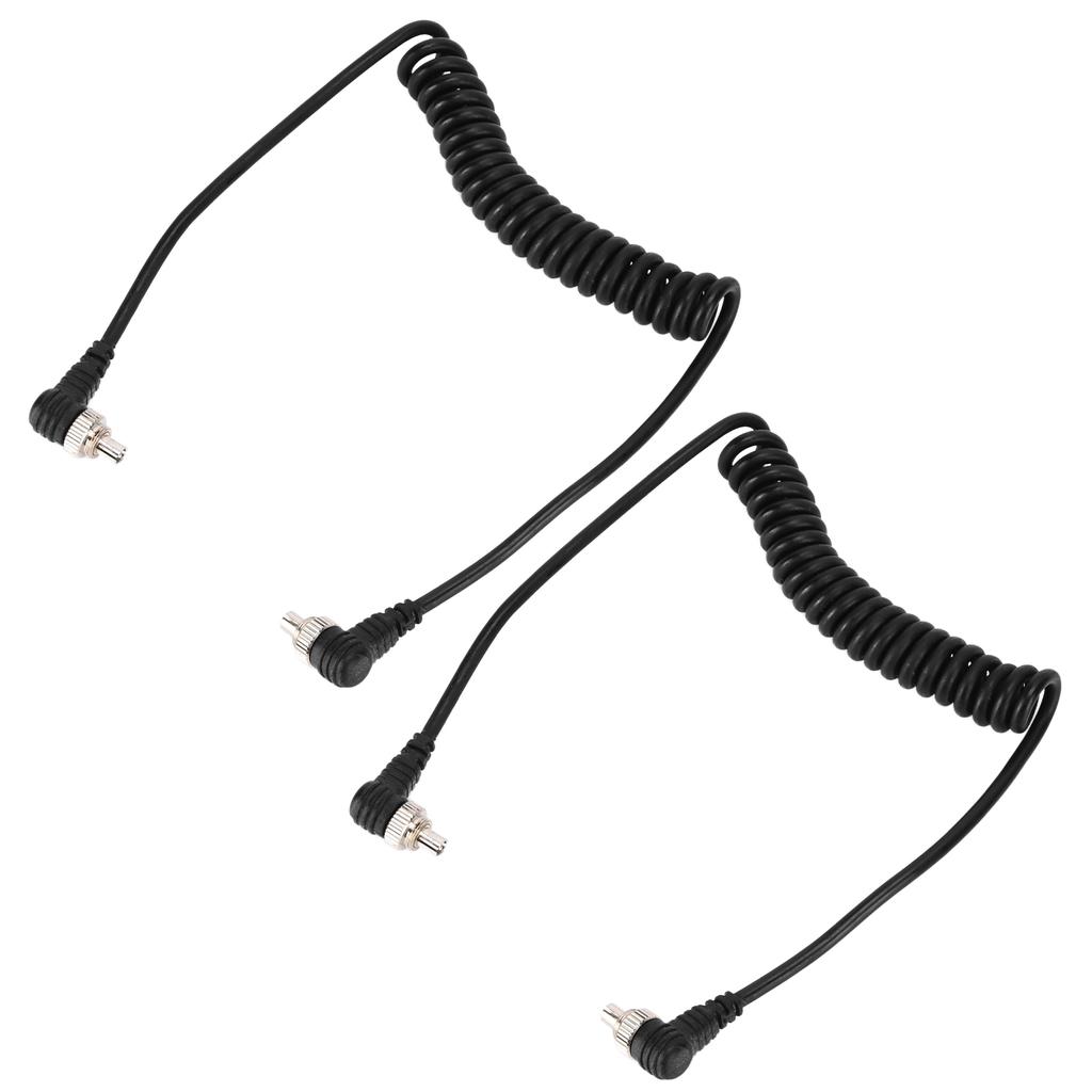 2Pcs Camera Flash Synch PC Cord Male to Male Speedlite Spring Cable Universal Type for Studio Video