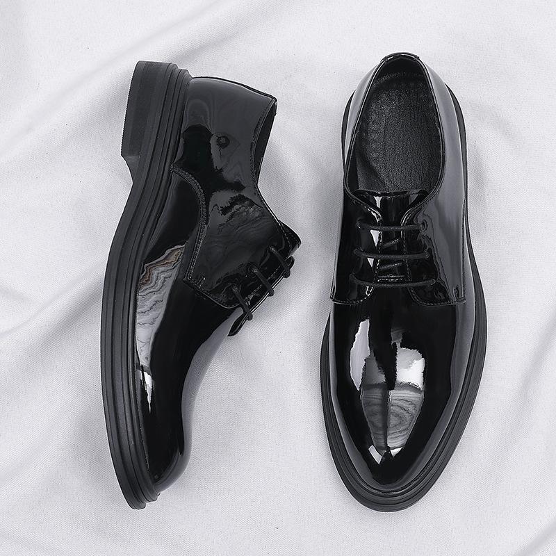 Men's Patent Leather Casual Leather Shoes 2025 Autumn New Item Men's Shiny Leather Shoes Business Formal Wear