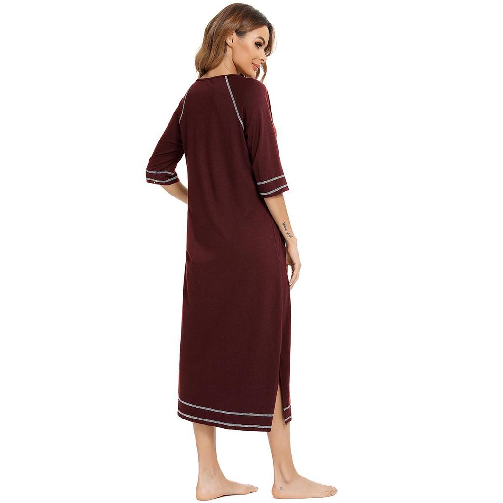 Bright Deer Женский халат для беременных на молнии с длинным рукавом 3/4, халат для родов в больнице, ночные рубашки для кормления, домашний халат, шезлонг, одежда для сна