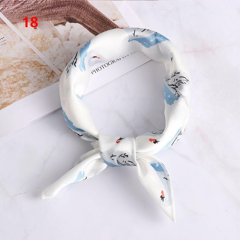 Vintage Wrist Wrap Head-Neck Tie Hair Band Silk Feel Satin Bandana Women Square Scarf Handkerchief