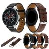 For Samsung Galaxy Watch 46mm Genuine Cow Leather Watch Strap 22mm Adjustable Watchband with White Stitching Line