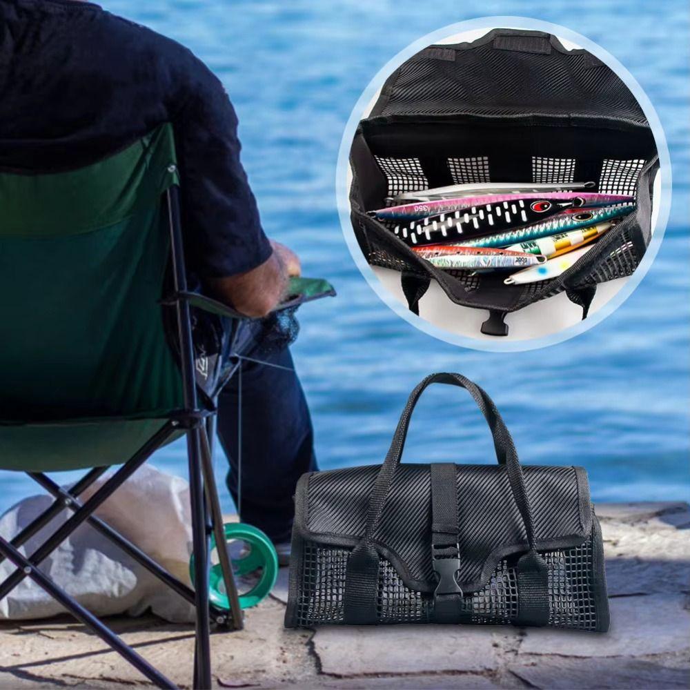 Mesh Pouch Lure Storage Bag Large Capacity Jig Mesh Bag Jigging Bait Organizer  Freshwater