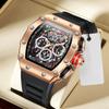 New Red Multi-function Fashion Waterproof Quartz Men's Watch Top Brand Luxury Silicone Tape Sports Chronograph Watch