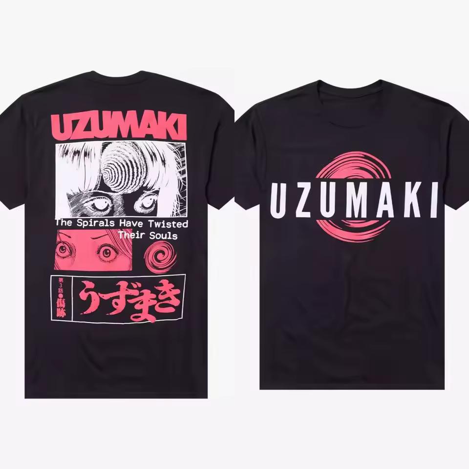 Junji Ito Uzumaki Logo & Panels T-Shirt Cotton Graphic Tee Men Women Summer Streetwear
