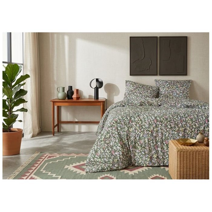Parure de lit 240 x 260 cm Myosotis fleurie vert