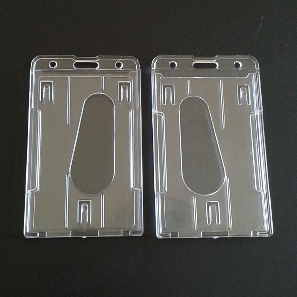 New Hard Plastic Transparent Clear Double Card ID Case Badge Holder