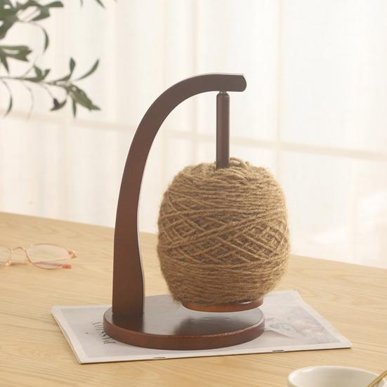 Деревянный держатель для ниток для вязания крючком с устойчивым основанием, без заусенцев, многоразовый вращающийся магнитный держатель ниток