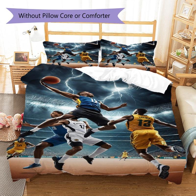 Lightning Basketball Game Stadium Print 3‑Pieces Duvet Cover Set Sport Theme Bedding Bedroom Home Decor Without Pillow Core Comforter