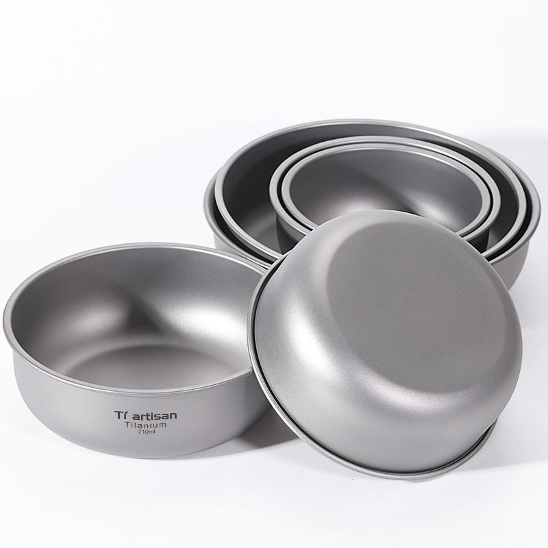 Titanium Cookware Set 360ml-920ml Bowls Camping Tableware Outdoor Picnic Dish Pan Camping Accessories