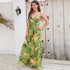 Summer Bohemian Plant Printed Sleeveless Long Dress For Women Sexy V-neck Slip Dress Elegant Beach Dress Vestido De Mujer 24928
