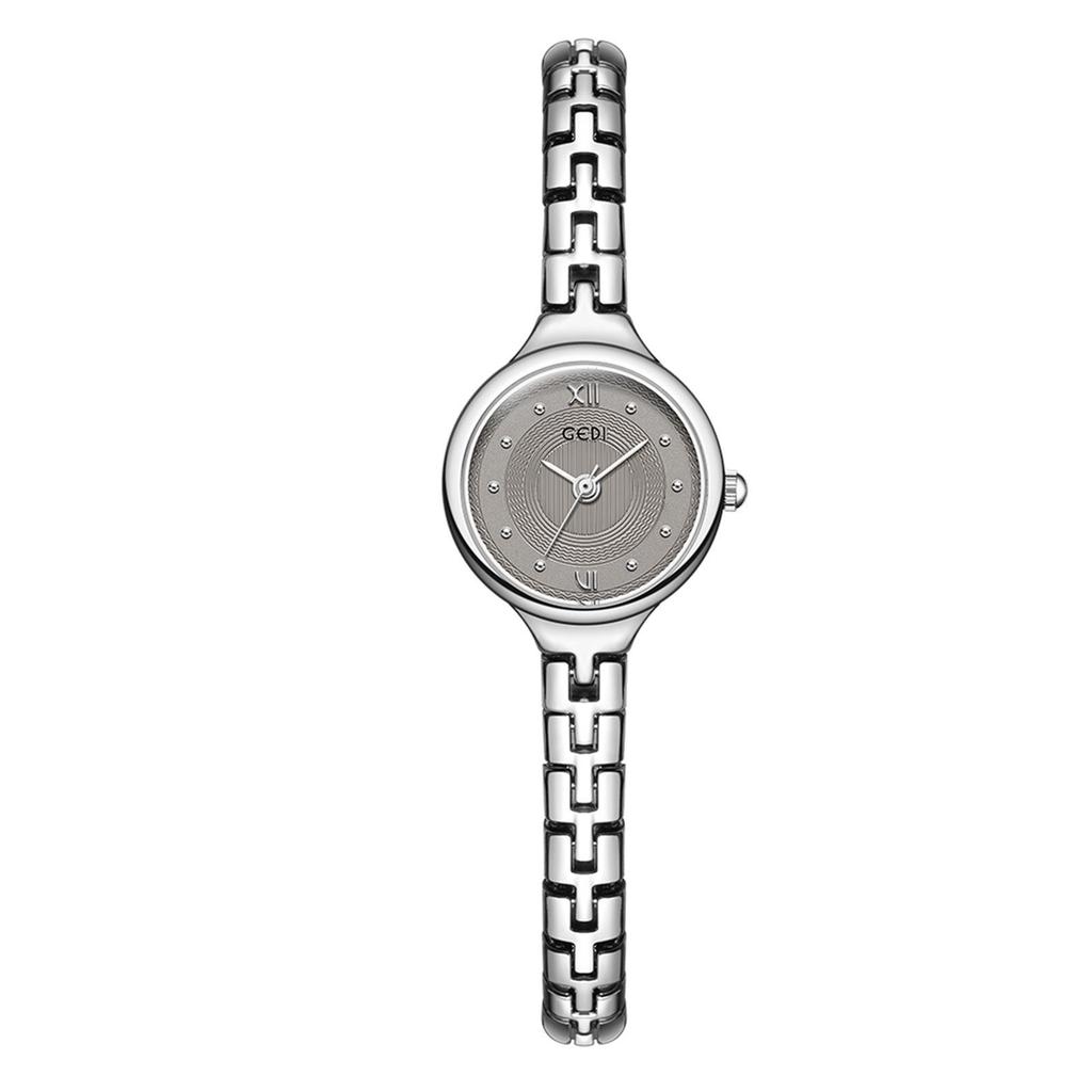 Gedi Women's Waterproof Silver Chain Quartz Watch with Diamond-Accented White Dial - Elegant and Versatile for Workplace Commutes