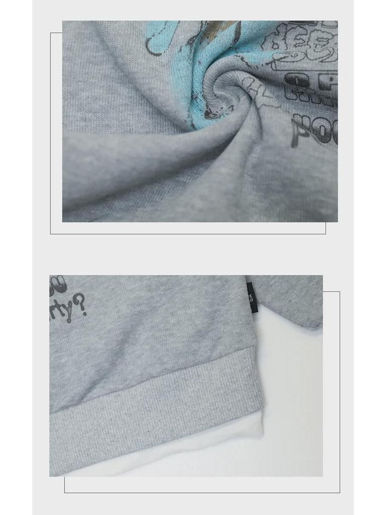 2024 Autumn Korean-Style Kids' Letter Print Spliced Sweatshirt - Casual Two-Piece Look for Boys & Girls