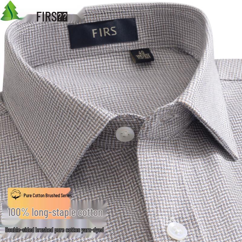 FIRS Men's Pure Cotton Flannel Long-Sleeve Shirt (3rd Gen Brushed)