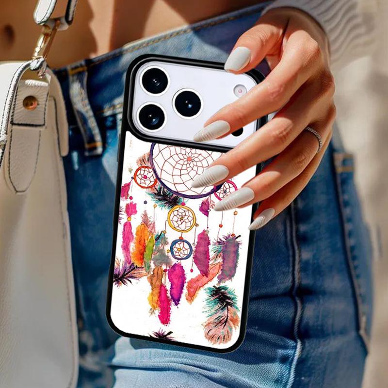 Чехол для телефона с акварельным узором из перьев Для iPhone 17 Air 14 15 13 12 Max Чехол Для Apple 16e 11 Pro Max Plus Coque