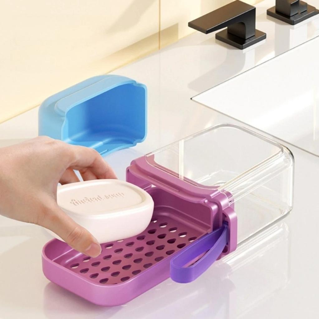 Portable Soap Box Travel Soap Dish Holder Sealed with Drain Holder Transparent Luxury High End Soap Case Bathroom Accessories