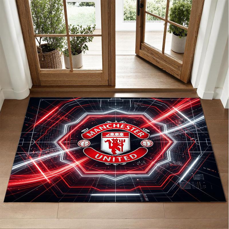 Manchester United Design Crystal Velvet Rug Soft Decorative Mat for Bedroom Entrance