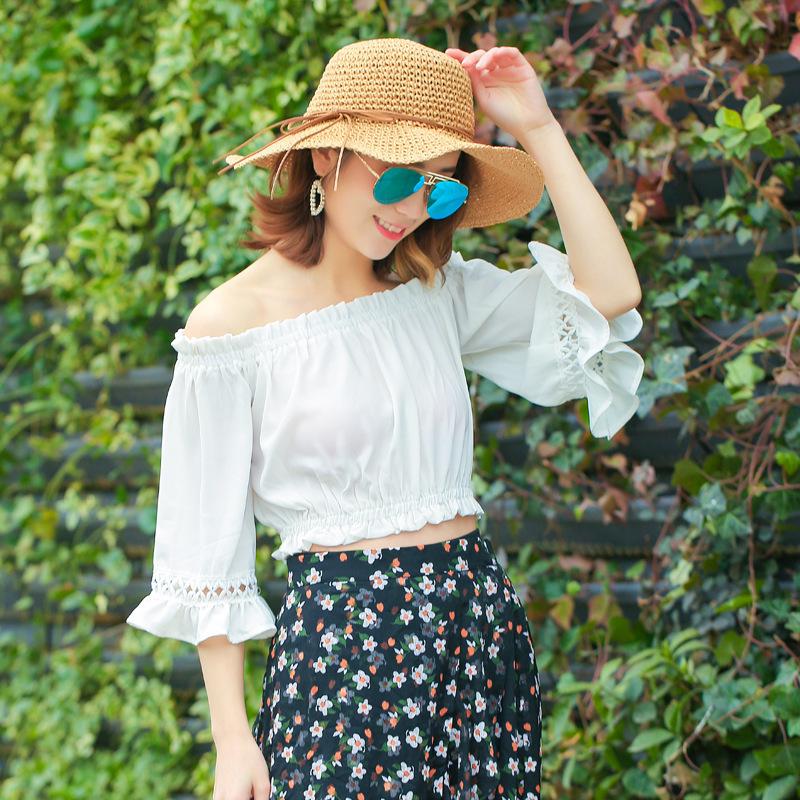 Foldable seaside vacation shade straw hat bucket hat summer outing sun hat handmade crochet hat