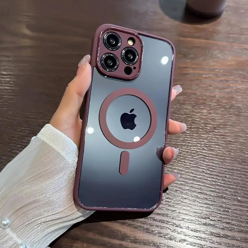 Роскошный магнитный чехол для беспроводной зарядки Magsafe для iPhone 15 14 13 12 11 Pro Max противоударный прозрачный чехол