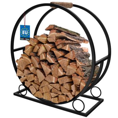 Kotarbau® Firewood Carrier Stand For Fireplace Steel Metal Wood Carrier Decorative Loft Wheel Basket Black 55 X 25 X 60 Cm