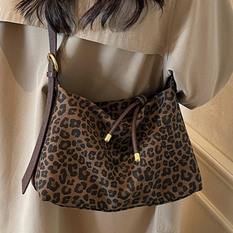 Повседневная тканевая сумка большой вместимости в корейском стиле, модная сумка-тоут с леопардовым принтом, сумка на плечо/подмышку