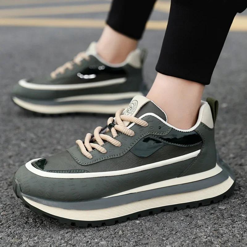 Men's Spring and Autumn Low Top Trendy Versatile Thick Soled Sports Shoes Lace Up Anti Slip High Quality Casual Shoes Tenis 2025