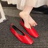 Fashion Low Heel Single Shoes Autumn New Square Toe Patent Leather Slip-on Non-Slip Wear-Resistant Square Heel Shoes