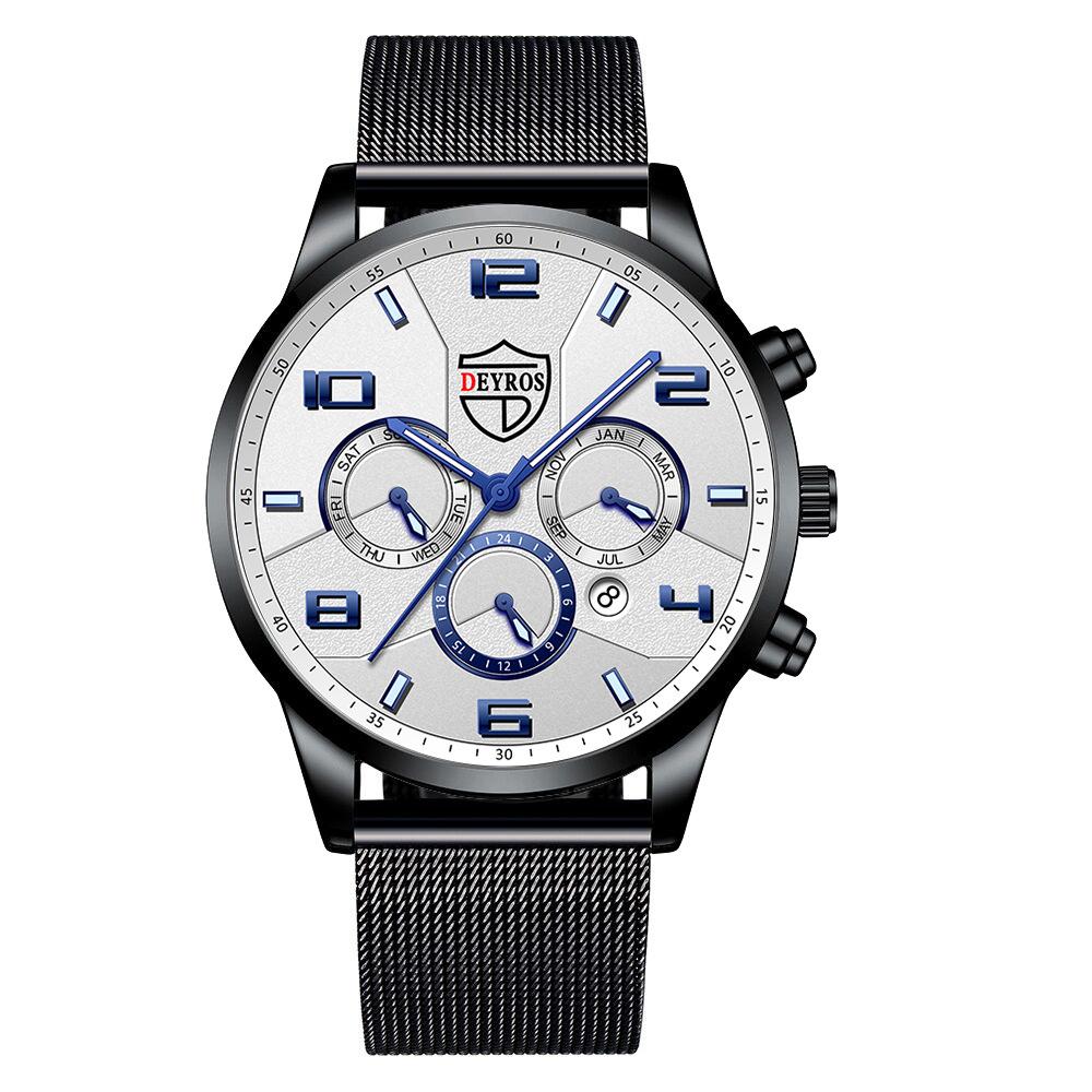 Men'S Fashion Watch Luminous Stainless Steel Men'S Business Calendar Quartz Watch