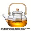1000ML Tea Water Separation Glass Teapot with Bamboo Handle, Heat Resistant Borosilicate Glass Tea Kettle with Tea Strainer, Clear Glass Teapot
