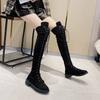 Lace-up Elegant with Low Heels Round Toe Thigh High Boots for Women Autumn Winter Gothic Biker Above Over The Knee Shoes Woman