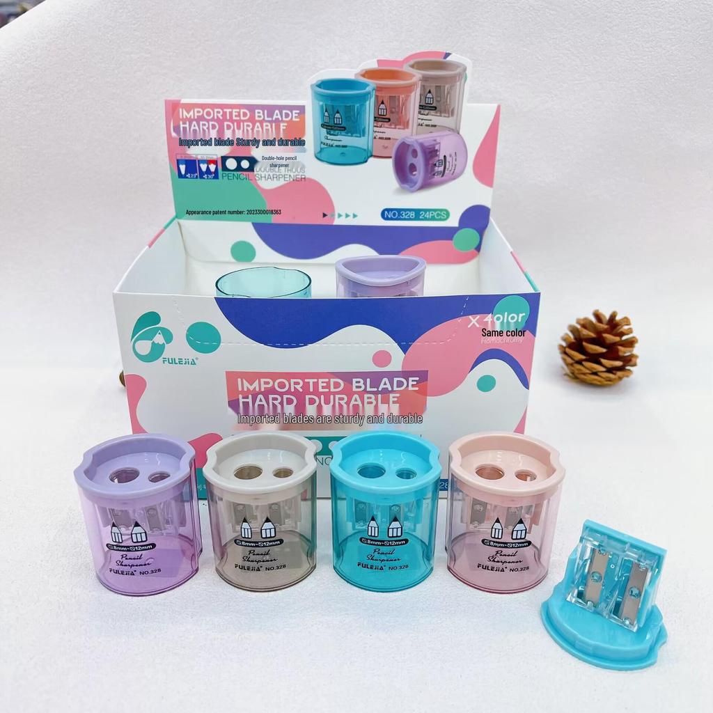 Morandi Geometric Cartoon Pencil Sharpener - Creative Solid Color Plastic Design for Office and Gift Use