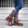 Fashion Retro Ethnic Women Boots Boho Folk-Custom Artisanal Ladies Flat Leather Boots Embroidery Printed Shoes