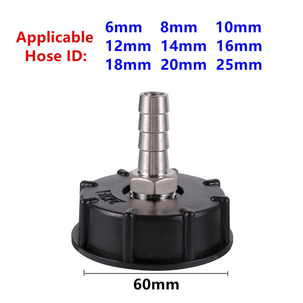 S60x6 Coarse Thread IBC Water Tank Adapter 6/8/10/12/14/16/18/20/25mm 304 Stainless Steel Spout Replacement Water Tank Fittings