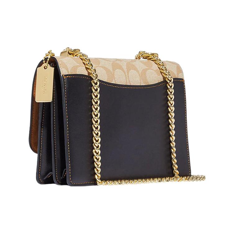 New COACH Klare Patchwork Cow Leather Small Square Bag Shoulder Bag Crossbody Bag Regular Women's Light Khaki & Brown CD866-IMUOH