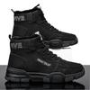 Ankle Boots Men Snow Boots Winter Warm Lace-up Men Shoes Fashion Flock Plush Winter Boots Men Shoe Plus Size Shoes Black PU517