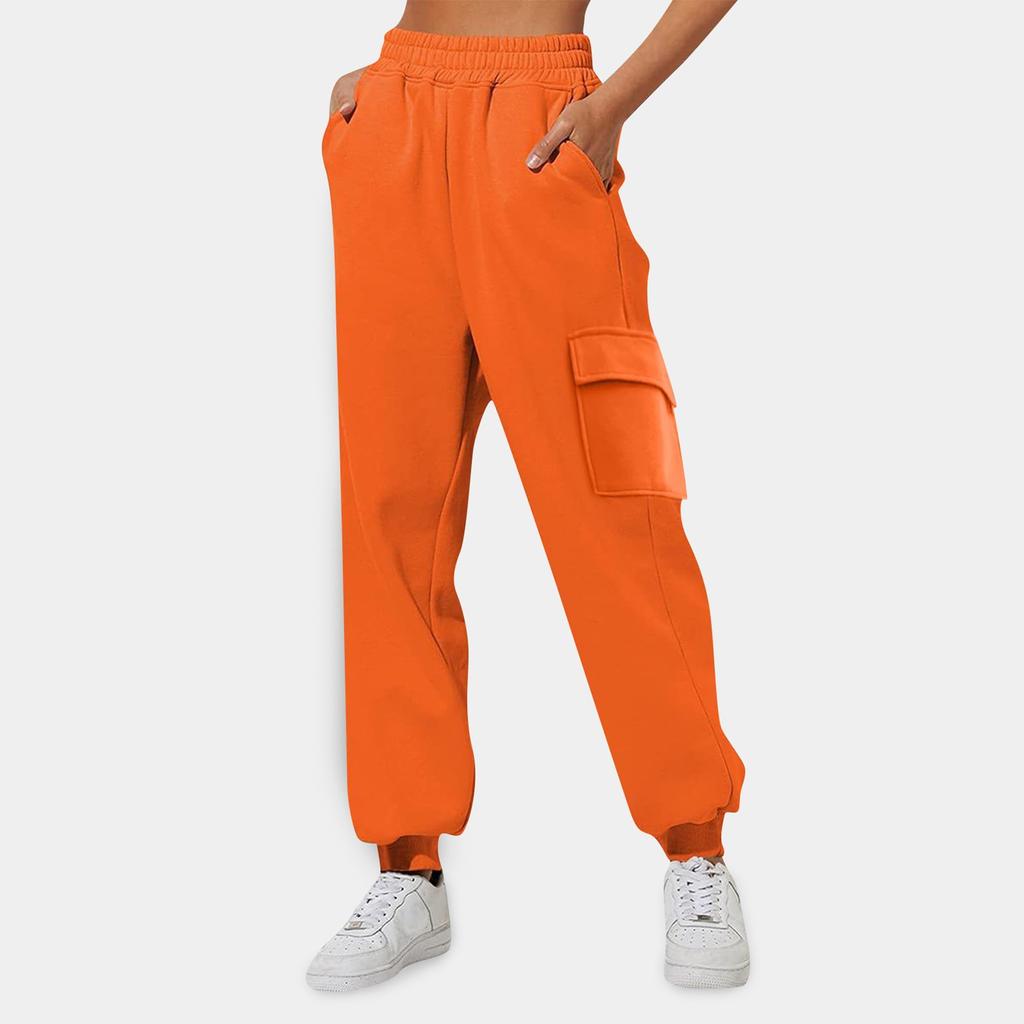 Women's Fashion Sport Solid Color Pocket Casual Sweatpants Pants