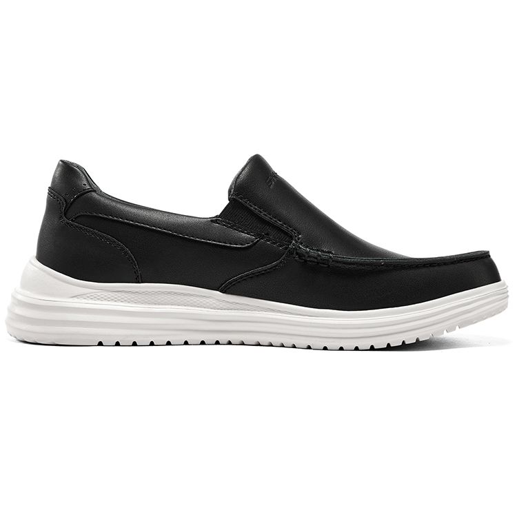 Skechers Широкая посадка Доказанная кожа Синтетический верх Удобные Универсальные Низкие Повседневная обувь Мужские кроссовки Черный 204668-BLK