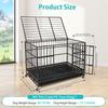 120x76.5x87CM Heavy Duty Dog Crate Metal Pet Dog Crate 2 Doors Locks Design Kennel Playpen with 4 Wheels Removable Tray