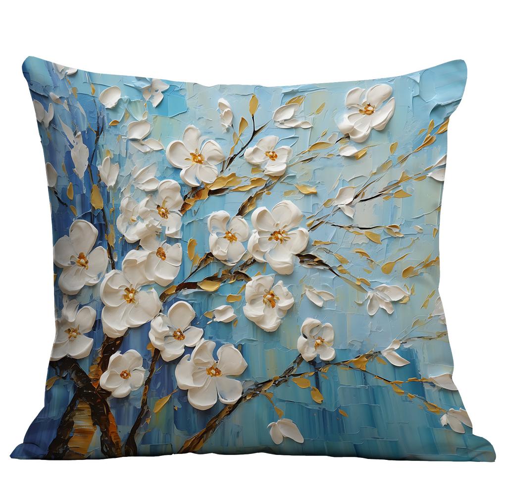 Новая наволочка с цветочным принтом, имитирующая трехмерный стиль масляной живописи, креативная цветочная, для дома, гостиной, диванной подушки