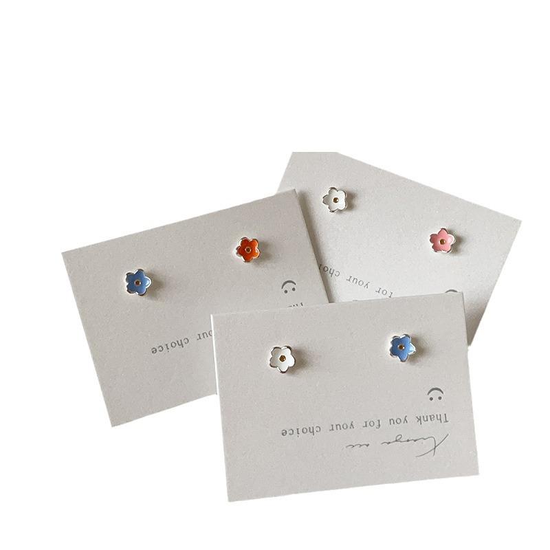 Small Contrasting Color Color Flower Stud Earrings Women'S Fresh Personality Fashion Temperament Elegant Trend Versatile Earrings