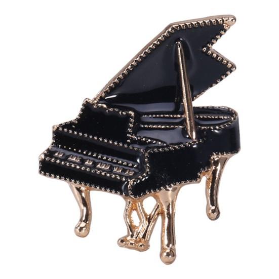 Shape Brooch Pin Alloy Musical Instrument Shining Rhinestone Decor Coat