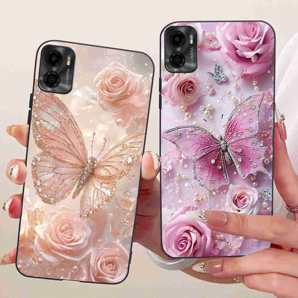 For Motorola Moto E22s 4G 6.5" Case Colorful Flower Cartoon Dragon Silicone TPU Black Cover For MOTO E22s E 22S 4G Phone Shell