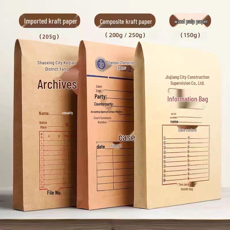 Custom Kraft Paper File Bags - Thick, Archive-Quality Storage for Office Documents