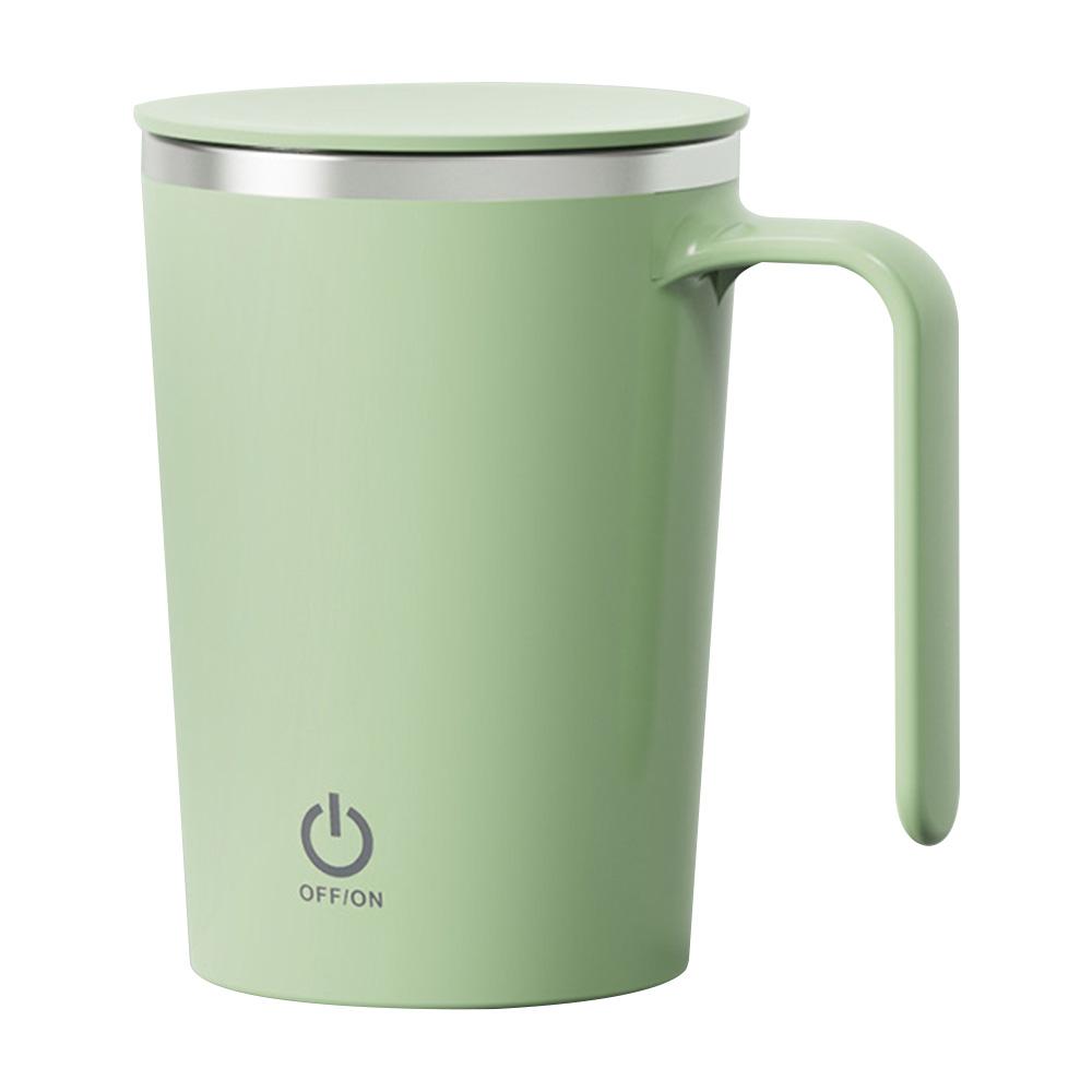 Electric Mixing Cup Stainless Steel Stirring Coffee Cup w/Handle Portable Water Cup Insulated Tumbler Heat-resistant Mug