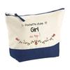 Trousse de maquillage - PLANETEE - Girl au Top (fond bleu) - Grand format - Coton - Impression HD