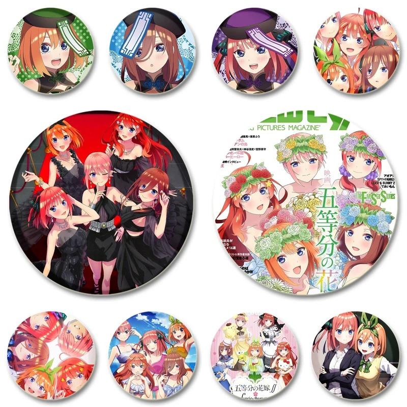 32/44/58MM Anime Ichika Nino Miku Yotsuba Itsuki Badge Cartoon Round DIY Brooch for Clothing Backpack Coat Decorative Accessories