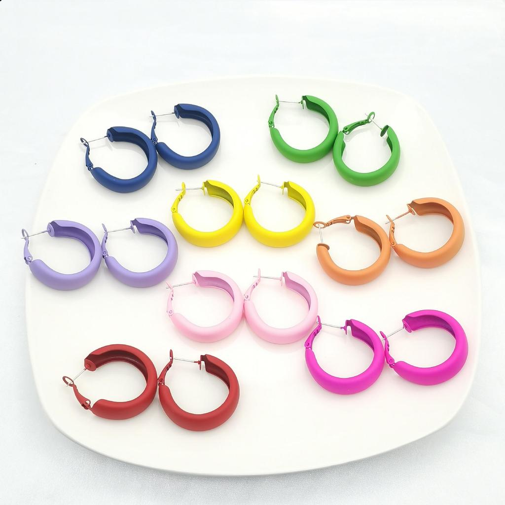 Vibrant C-Shaped Candy Color Hoop Earrings: Trendy, Cute, and Fashionable for Women