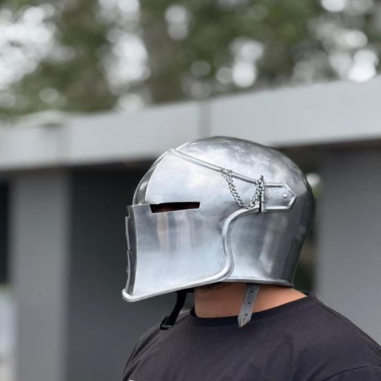 Medieval Barbuta Helmet, 18g Mild Steel, Costume Armor Gift