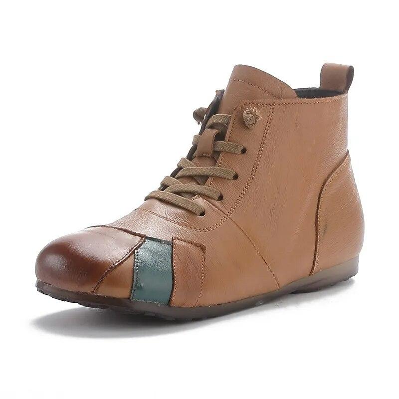 Johnature Женские короткие сапоги в этническом стиле из натуральной кожи цветные повседневные хлопковые туфли на мягкой подошве