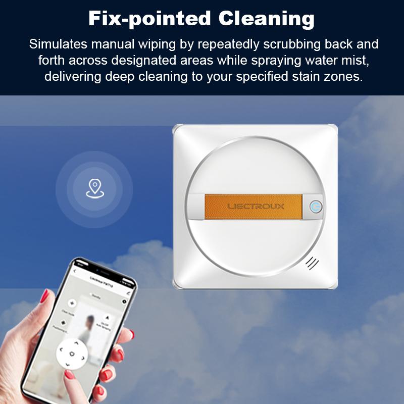 Liectroux YW710 Robot Window Cleaner Laser Sensor,Double Water Spray,Strong Vacuum,Home Wall Glass Cleaning Robot,App Control